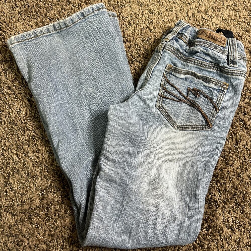 Vintage Y2K Girls Sz 8 Mudd Baby Flare Hippie Peace Sign Flare Jeans - Picture 14 of 16